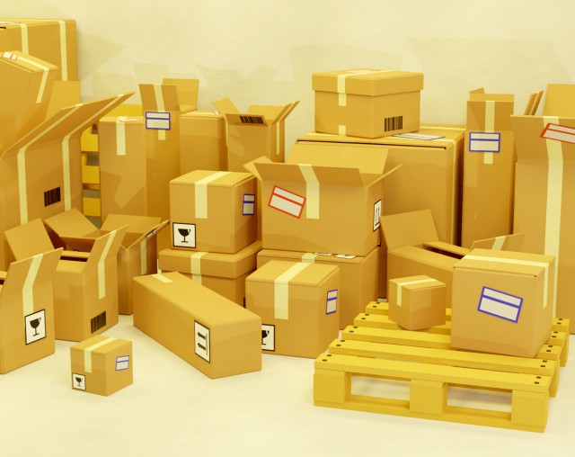 cardboard boxes pack low-poly