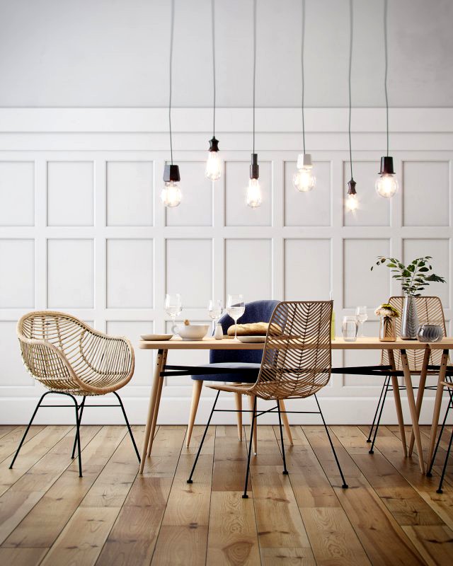 scandinavian style interior dining table scene- corona-vray