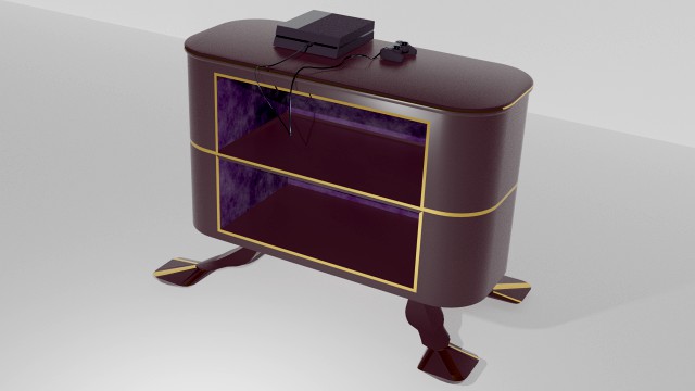 furniture and video game console