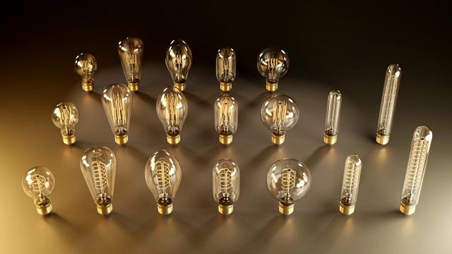 high poly antique light bulbs