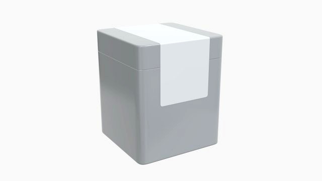 metal tin can rectangular with label