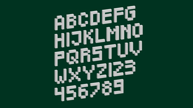 alphabet and numbers voxel