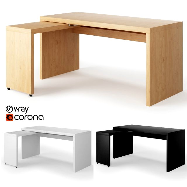 ikea malm desk with pull-out panel