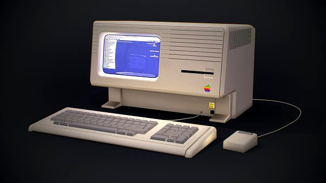 apple macintosh xl old computer low-poly