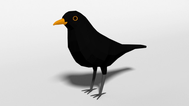 low poly cartoon blackbird