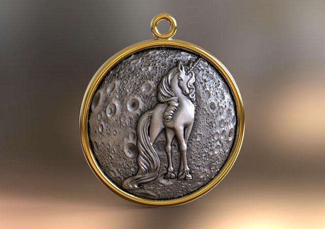 pendant - moon unicorn