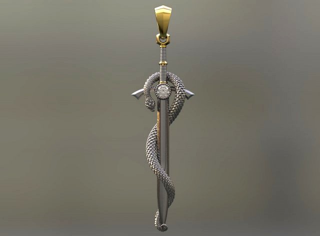 pendant - sword with a snake