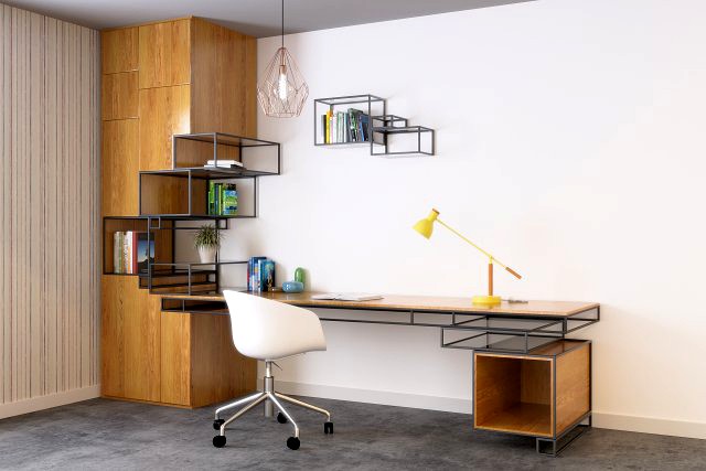 desk and bookcase