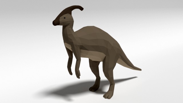 low poly cartoon parasaurolophus dinosaur