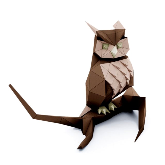 lowpoly owl on branch