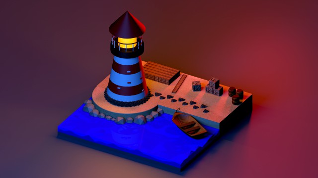 low poly modeling - lighthouse