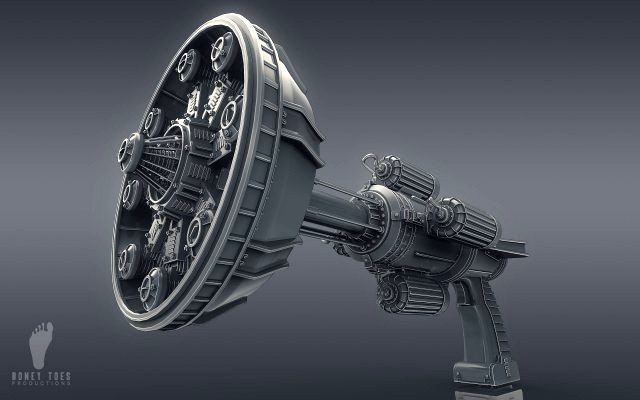 scifi ray blaster - high poly