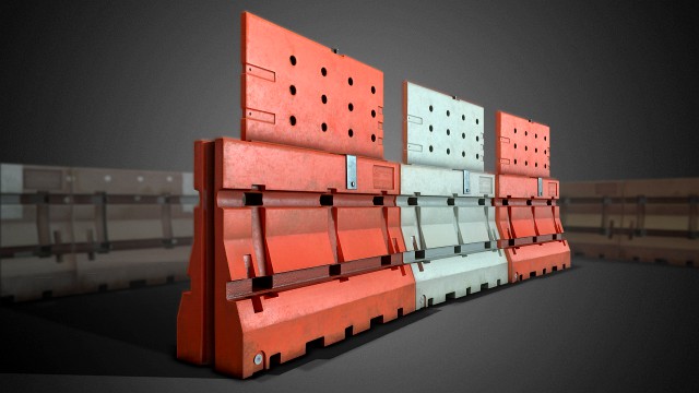 3d construction barricades - game ready