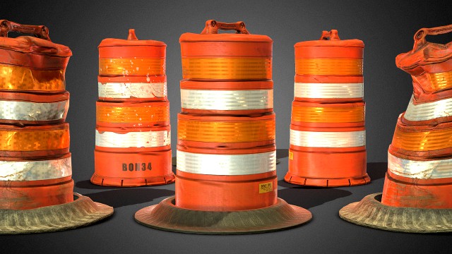 3d traffic drum barrel - game ready
