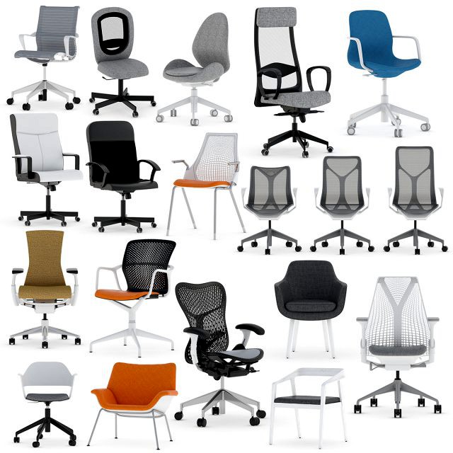 17 office chairs collection 3d