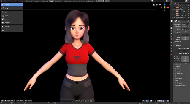 stylized girl character modeling for blender cycles and eevee - amy girl style 1