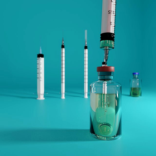 syringe kit with medicine tubes low-poly