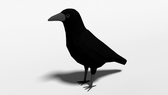 low poly cartoon crow