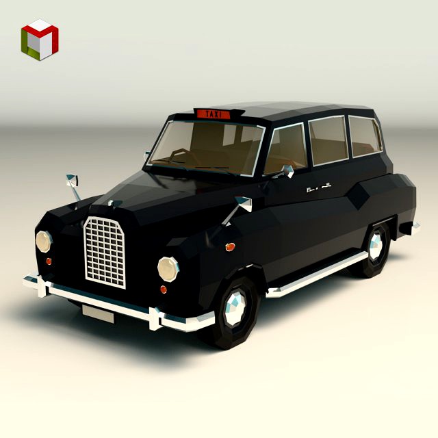 low poly taxi cab 03