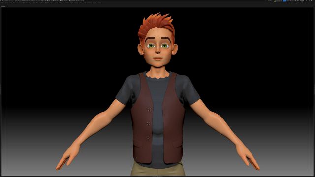 zbrush stylized character boy base mesh - blue boy style 1