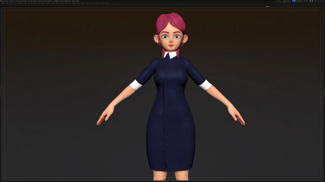 zbrush stylized character girl base mesh - amy girl style 21