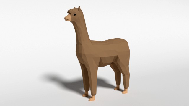 low poly cartoon alpaca