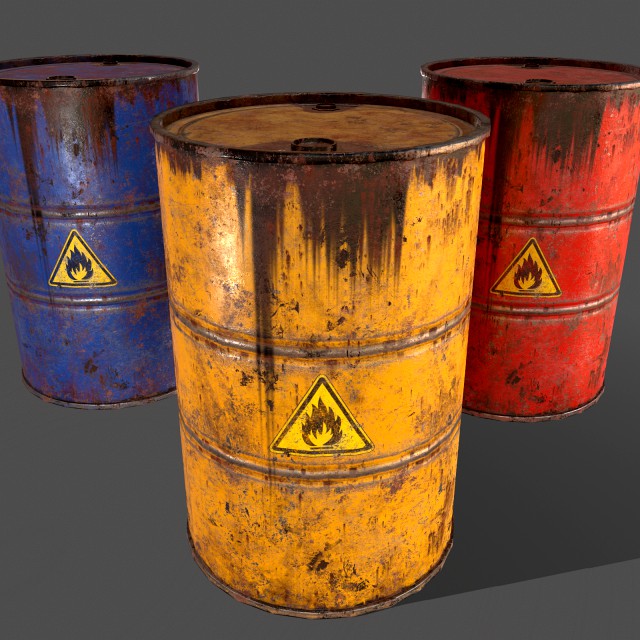 pbr oil drum barrel a1 - flammable explosive chemical