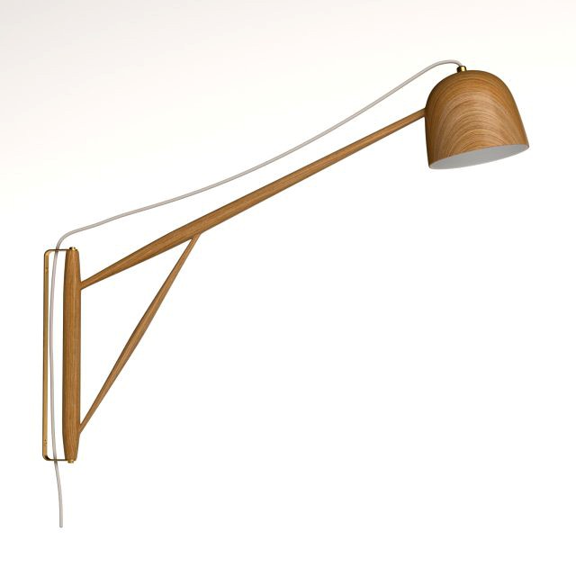 white oak crane wall swing lamp