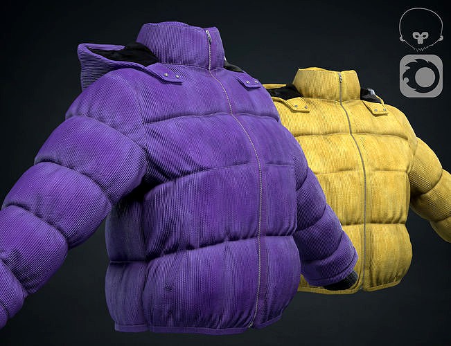 Purple and yellow winter jackets