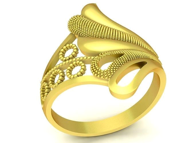 24K Gold Ring Dubai Gold Ring for Women 3484 | 3D