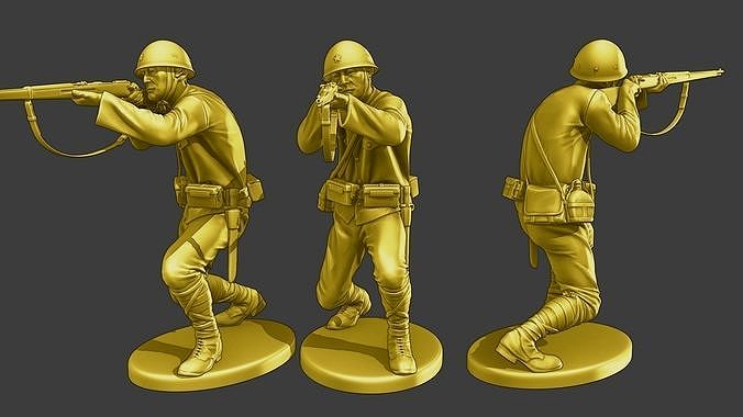 Japanese soldier ww2 Shoot SCrouch J2 | 3D