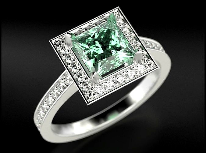 Princess diamond engagement ring 739 | 3D