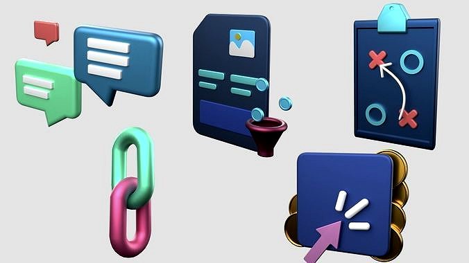 Web Icon Pack -04 3D Lowpoly