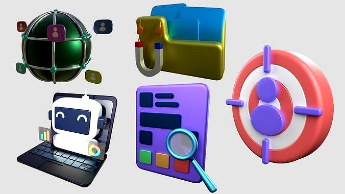 Web Icon Pack -02 3D Lowpoly