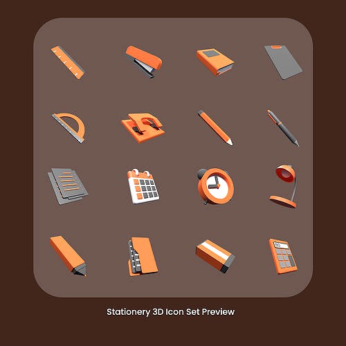 Lowpoly Stationeries 3D