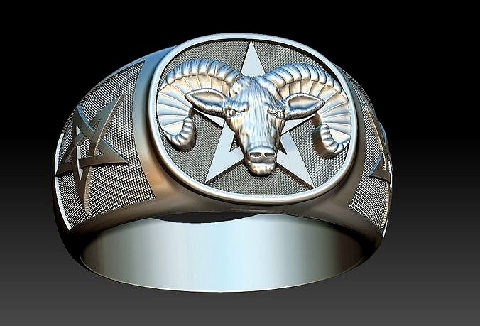 Goat Baphomet Ring  | 3D
