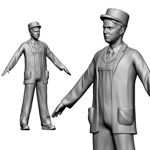 001137 postman in old style 3d print ready | 3D