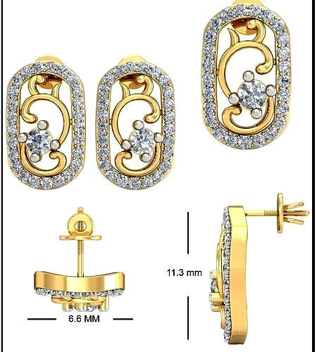 Solitaire Earrings | 3D