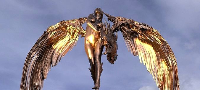 Atlantis Angel Female shield sculpture 7