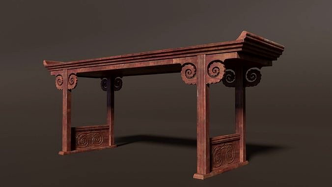 3D Antique Chinese Wooden Console Table Furniture Ornate