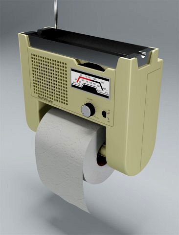 wc retro radio with ashtray and wc roll