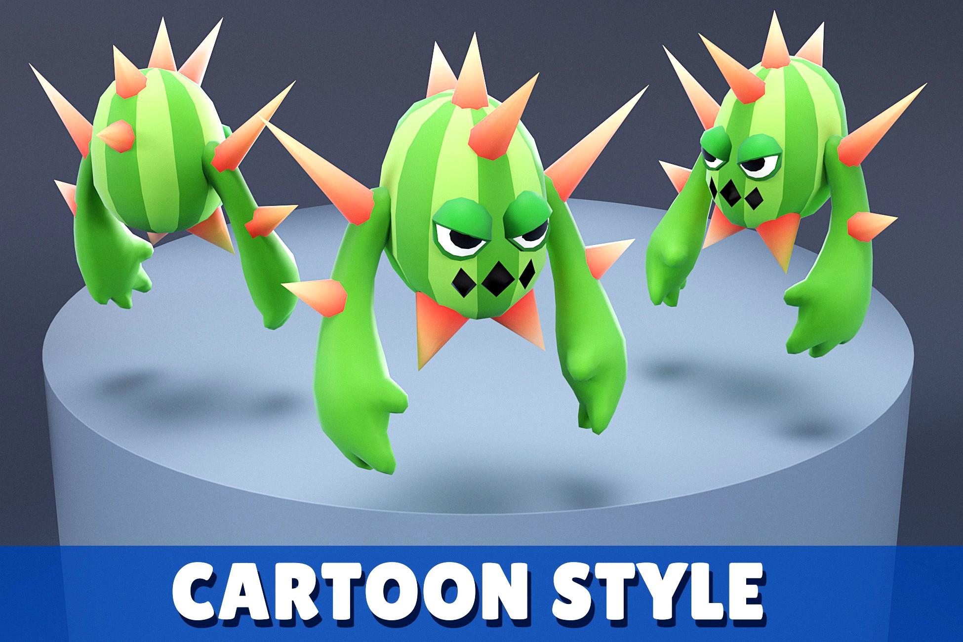Cartoon Characters - Medium Cactus Warrior