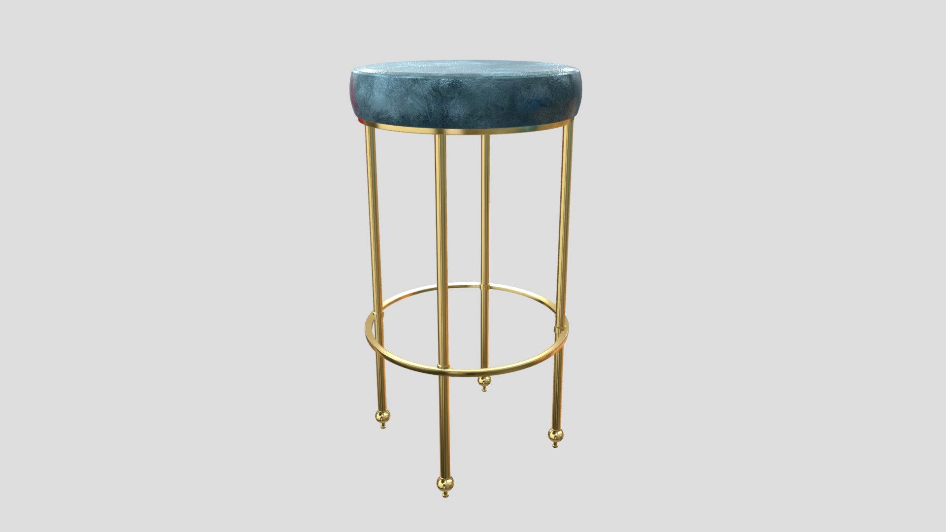 Gold Kitchen Stool 3d model