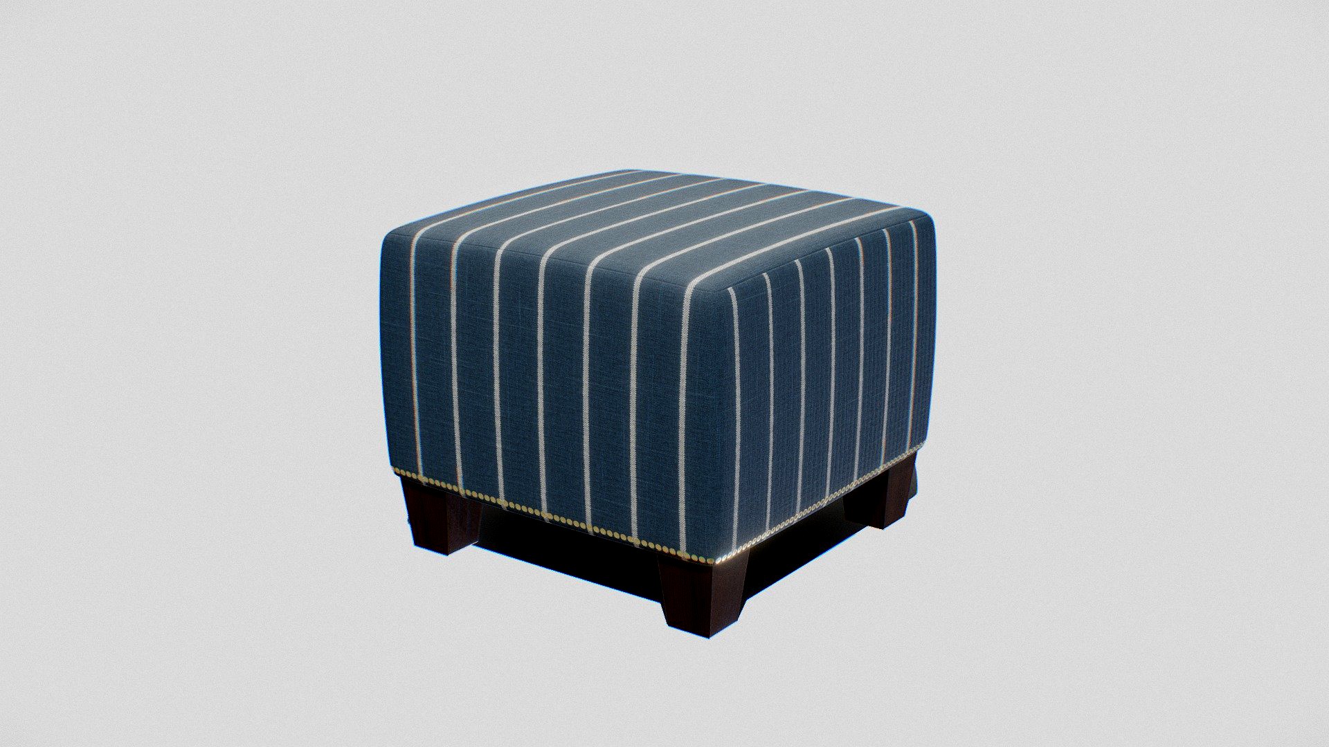 McKenzie Ottoman indigo blue stripe