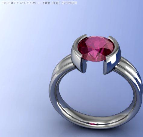 Ruby Tension set Ring 3D Model