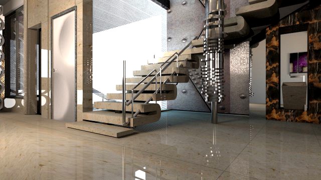 Modern interior staircase 3D Model