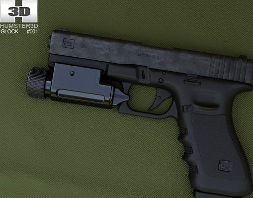 Glock 17 with Flashlight 3D Model