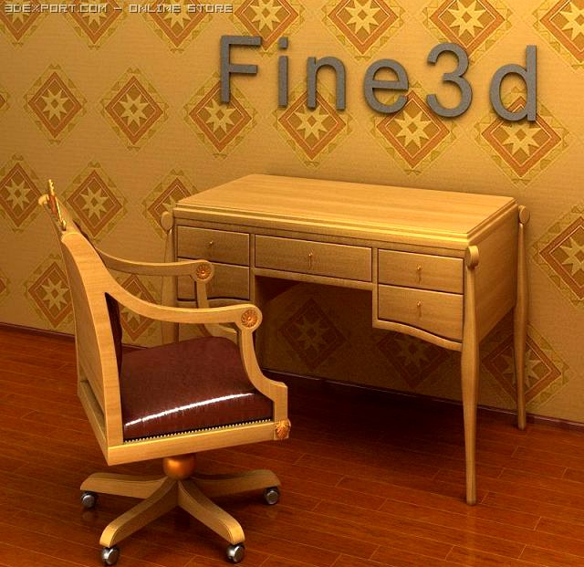 Antique08031Desk 3D Model