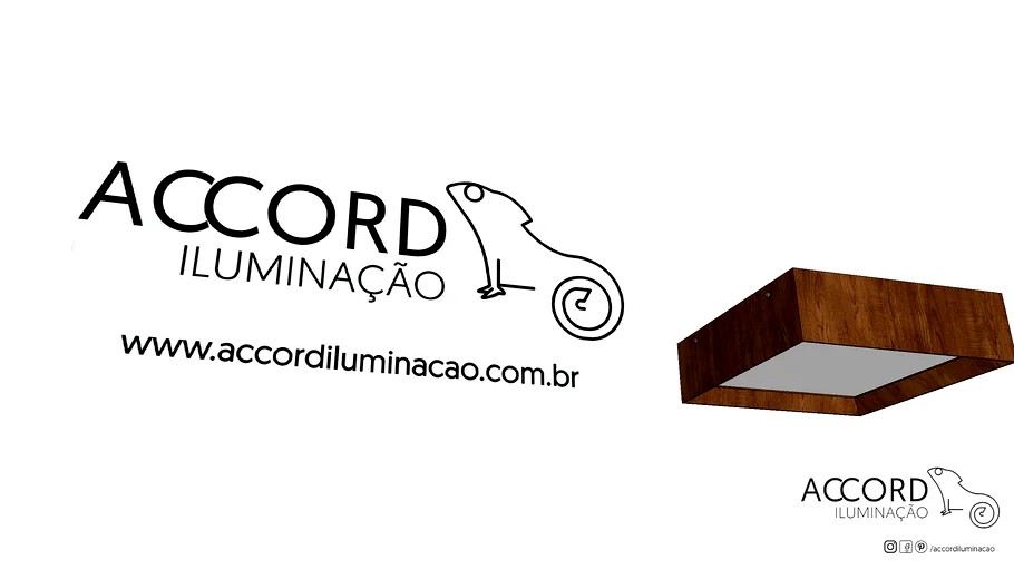 PLAFON DE SOBREPOR LED MEIO SQUADRO QUADRADO 2700K BIVOLT 40X40X12CM MADEIRA E ACRÍLICO - ACCORD 494