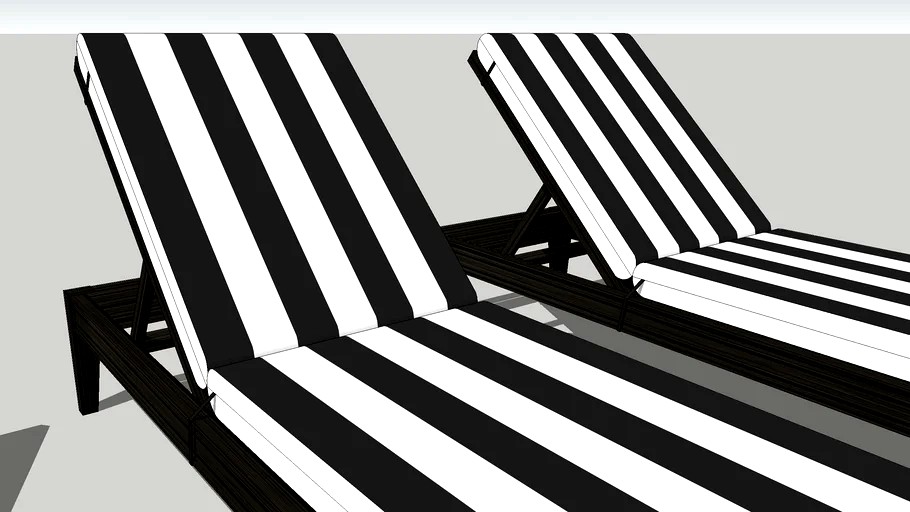 Grandin Road Stockholm Chaise Lounge Black & White Stripe 3d model